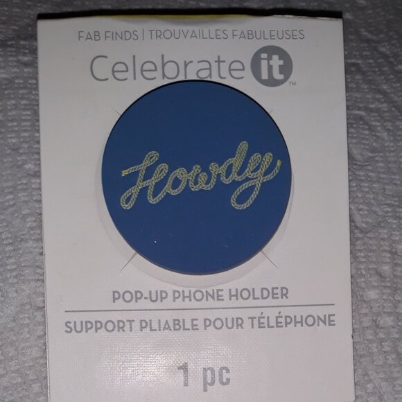 Celebrate It Other - Pop Up Phone Button Holder pop socket style Medium Blue "Howdy" NEW in package